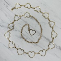 Gold Tone Open Heart Concho Metal Chain Link Belt OS One Size - £15.56 GBP