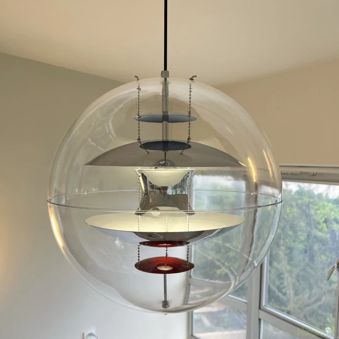  silver globe planet led pendant light acrylic ball hanging lamp bar living room dining thumb200