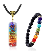 7 Chakra Necklace &amp; Bracelet Set – Orgone Healing Pendant w/ Adjustable ... - $32.08
