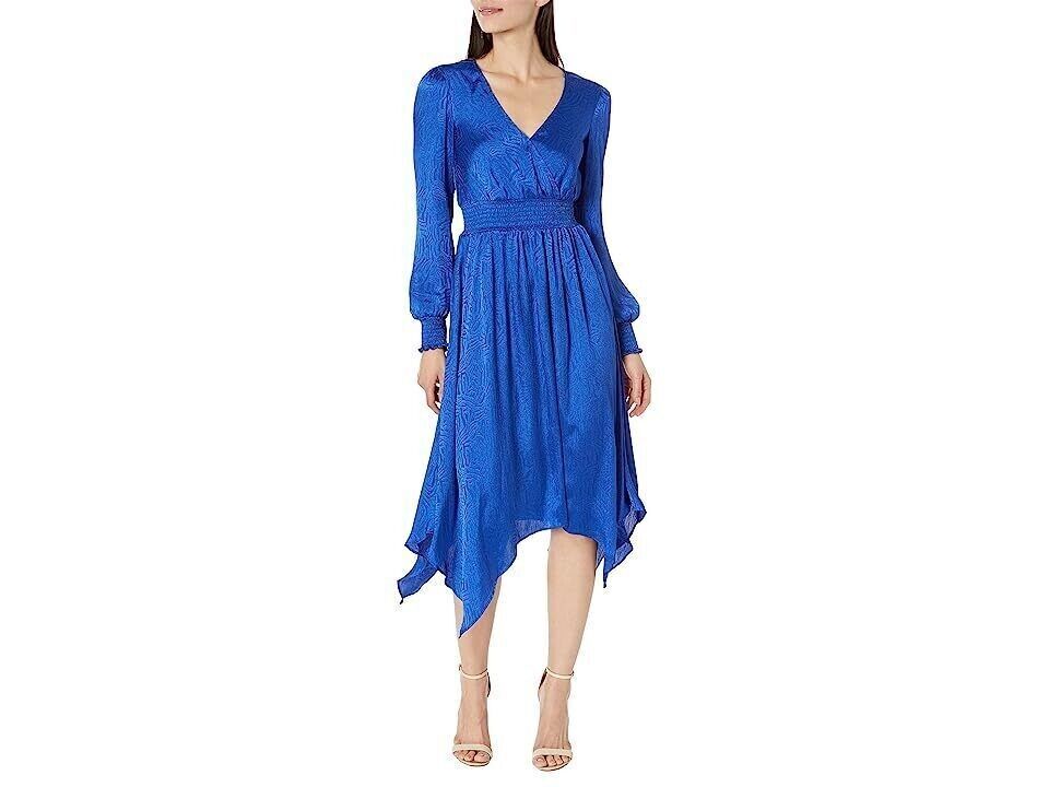 Michael Kors Women&#39;s Jacquared Zebra-Print Plisse Dress Royal Blue Regul... - $25.16+