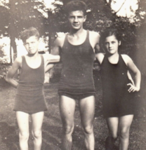 Father And Sons Antique Vintage Photograph Beach Vacation Old B&amp;W - $9.95