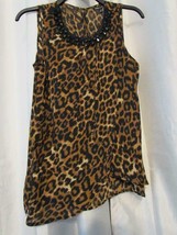 NWT Cable &amp; Gauge Leopard Print Embellished Sleeveless Blouse XS Org $60.00 - $16.99