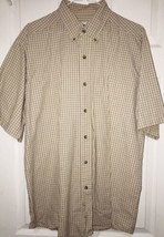 Wrangler Rugged Wear Button Front Shirt Mens Large Brown Plaid Western - $24.05