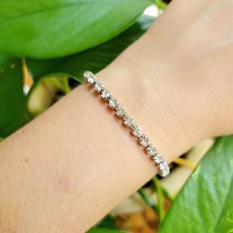 Classic Silver Dainty  Rhinestone Chain Bracelet - £15.41 GBP