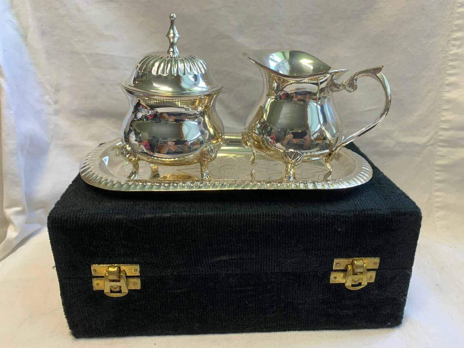 International Silver Co. Handmade Silver Plated Tea Set in Case Cream & Sugar - $39.95