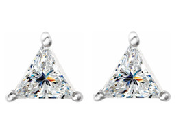 Triangle Natural Mined Diamond Studs 14k White (1.46 Ct F VS2-SI1 Clarity) - £3,848.87 GBP