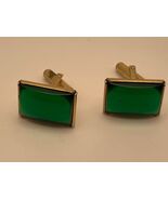 Vintage Green Resin Gold Tone Cufflinks - $7.10