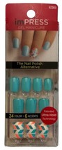 KISS Impress Press-On Nails AQUA &amp; Geometry #62303 Bells &amp; Whistles New/... - £9.94 GBP