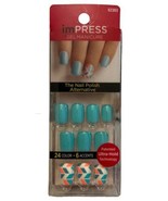 KISS Impress Press-On Nails AQUA &amp; Geometry #62303 Bells &amp; Whistles New/... - $17.64 CAD
