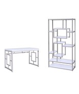 Alize White Bookcase &amp; Desk Combo: Modern Storage &amp; Workspace - €545,27 EUR