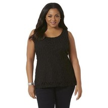 Simply Emma Women&#39;s Plus Floral Lace Tank Top Black Size 1X New W Tags - £15.50 GBP