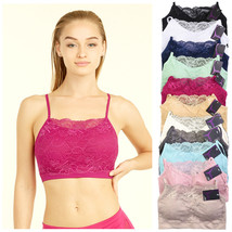 3 X Womens Seamless Lace Top Sports Bra Cleavage Cover Padded Stretch One Size - £28.78 GBP