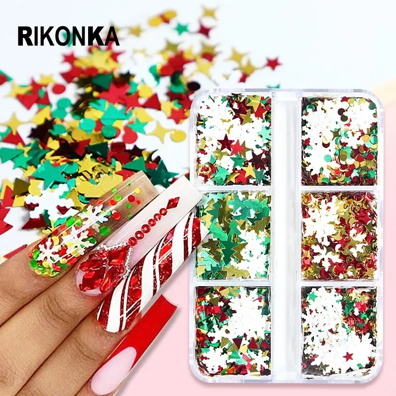 Holographic Snowflake Sequins Nail Art Glitter Flakes Charms Nail Access... - £10.27 GBP