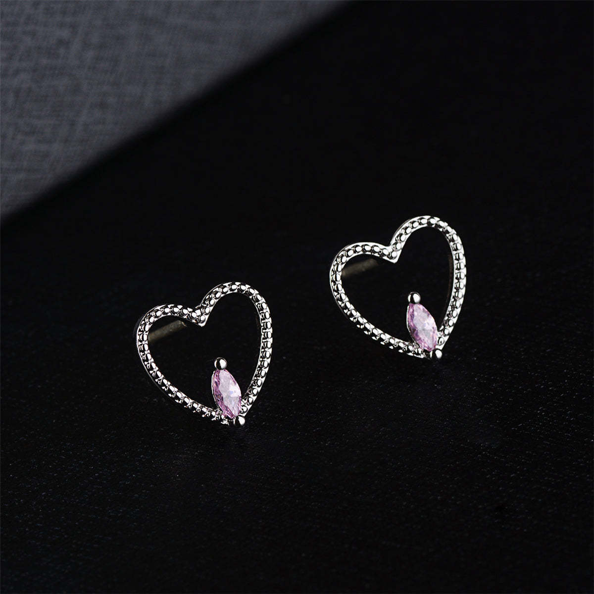 Primary image for Crystal & Silver-Plated Pear-Cut Heart Stud Earrings