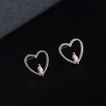 Crystal &amp; Silver-Plated Pear-Cut Heart Stud Earrings - £11.14 GBP
