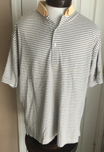 Fairway &amp; Greene Yellow Black &amp; White Striped Short Sleeve Polo Shirt Me... - £13.44 GBP