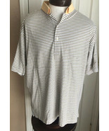 Fairway &amp; Greene Yellow Black &amp; White Striped Short Sleeve Polo Shirt Me... - £13.37 GBP