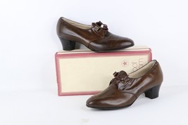 NOS Vtg 90s Streetwear Womens 10 A Chunky Heel Leather Geometric Heels S... - £77.64 GBP