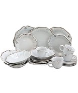 Elama Fleur De Lys 20-Piece Dinnerware Set in White - $1,887.22 MXN
