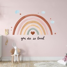 Rainbows Wall Decal, 30 X 14 Inch Pastel Large Heart Wall Stickers Decor Peel An - £11.16 GBP