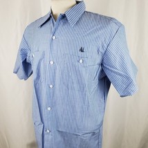 Vintage Work Wear Corp Uniform Work Shop Shirt Large Short Sleeve Stripe USA NOS - £18.87 GBP