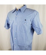 Vintage Work Wear Corp Uniform Work Shop Shirt Large Short Sleeve Stripe... - £18.82 GBP