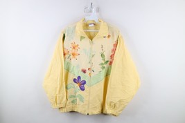 Vintage 90s Country Primitive Womens XL Flower Weave Full Zip Bomber Jac... - £37.95 GBP