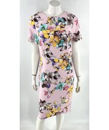 Nation LTD Dress Womens Size 12 Pink Blue Floral Sheath Short Sleeve Bac... - $40.64 CAD
