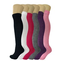 6 Pack Colorful Heavy Slouch Scrunch Knee Socks for Women Size 9-11 - £24.58 GBP