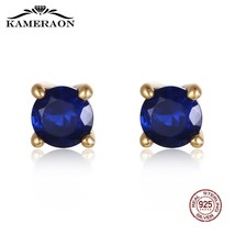  stud earrings silver 925 earrings with sapphire natural blue stones fine fashion korea thumb200