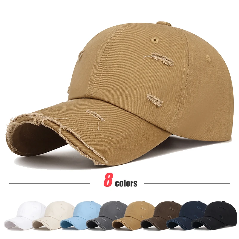 New Fashion Unisex Distressed Design Style Solid Color Cotton Baseball Cap - £12.02 GBP