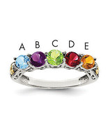 Silver Antiqued w/14k 5-stone w/Diamond Mother&#39;s Ring Semi-Mount QMR23/5 - $1,734.07 MXN