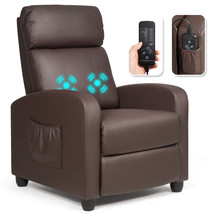 Massage Recliner Chair Single Sofa PU Leather Padded Seat Couch w Footrest Brown - £305.02 GBP