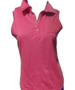 Izod Perform X Cool FX Womens Polo Top Sequin Pocket Sleeveless Coral Si... - $241.58 MXN