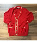 Vintage St. John Collection By Marie Gray Red Gold Cardigan Sweater Size... - $161.49