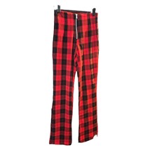 Womens H &amp; M Divided Red and Black Plaid Flared HIgh Waisted Pants Size 0 Zipper - £13.95 GBP