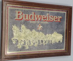 VINTAGE Budweiser King of Beers Clydesdales 14x20 Mirror Bar Sign - $59.39