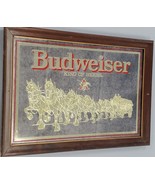VINTAGE Budweiser King of Beers Clydesdales 14x20 Mirror Bar Sign - £47.30 GBP