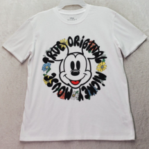 Disney Micky Mouse T Shirt Women&#39;s Medium White Cotton Short Sleeve Crew Neck - £14.69 GBP