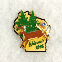 Vintage 1986 Wisconsin State Whitetail Lions Club Metal Enamel Lapel Pin - £5.49 GBP