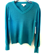 Liz Claiborne Womens NWT Turquoise Vneck Sweater Size XS - $21.78