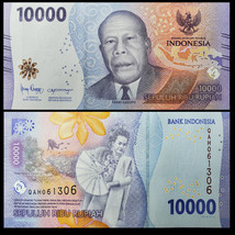 Indonesia P165, 10000 Rupiah, magnolia / Tari Pakarena (dancer w fan) UN... - $3.99