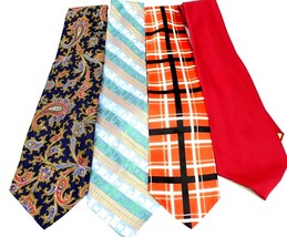 Mens 4 Vintage Tie Lot Dior Beau Brummell 4-5&quot; Wide 1970s Plaid Paisley ... - $832.81 MXN