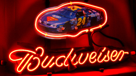 Nascar #24 Car Garage Auto Dealer Budweiser Neon Light Neon Sign 13&quot;x9&quot; - £57.73 GBP