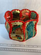 Handmade Christmas Card Basket-Vintage Table Decor-7” Red Gold - $6.93