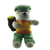 VTG Starbucks Collectible Golfing Teddy Bear 2006 Stuffed Animal 10 Inches Tall - £28.73 GBP