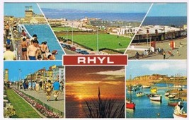 Postcard Rhyl Wales Bathing Pool Promenade Sunset Coliseum Harbour UK - £2.27 GBP