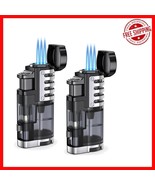 2-Pack Triple Jet Butane Torch Lighter - Windproof &amp; Adjustable Flame Style - $501.20 MXN