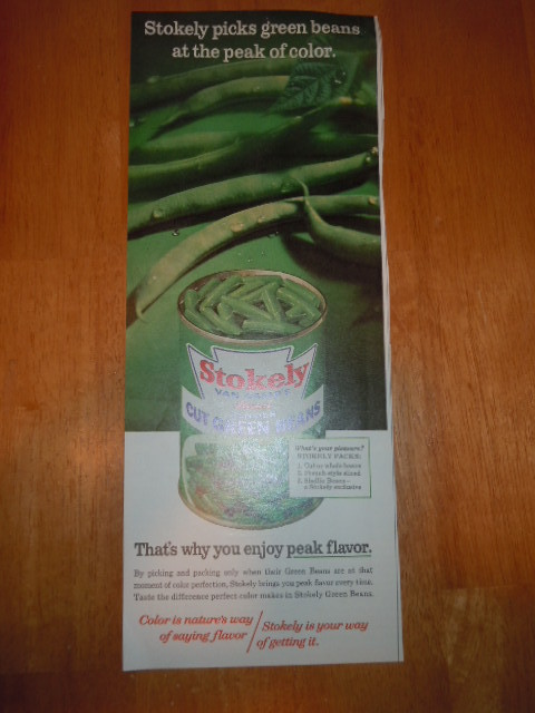 Vintage Stokely Van Camp&#39;s Green Beans Print Magazine Advertisement 1965 - $3.99