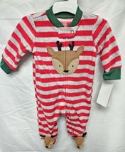 Carter's Just One You Baby 3M Reindeer Christmas Striped Footed Pajama - Red image 2
